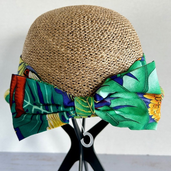 NWOT | Original Panama Jack | Women's Cloche Straw Hat Tropical Bow - Picture 3 of 14